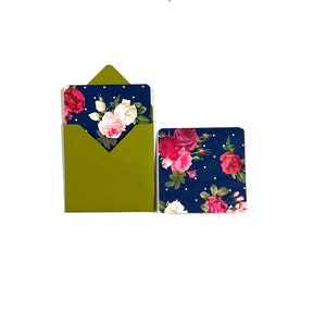 Vintage Blumen Notizkarten, Briefpapier Set, niedliche kleine Karten, Karten mit marinefarbenen Umschlägen, blanko Minikarten, Floristen Umschläge, kleine Karte