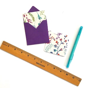 Floral mini cards, small stationery cards, gift tags with envelopes, blank mini cards, 3x3 cards, card enclosures, square cards, gift card