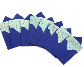 Mini cards with envelopes, polka dot cards, stationery cards, small square stationary cards, 3x3 cards, card stock envelopes, note cards
