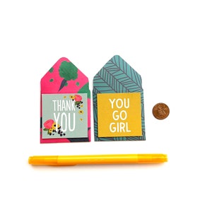 Cartes d’affirmation minuscules, messages d’affirmation positive, cartes et enveloppes 2X2, mini-cartes mignonnes avec des messages assortis, enveloppes minuscules