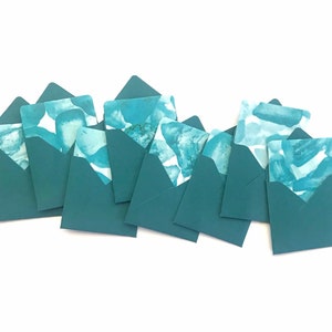 Geode note cards, mini crystal greeting cards, tiny teal envelopes, cute geode stationery, 3x3 note cards with envelopes, geology stationary