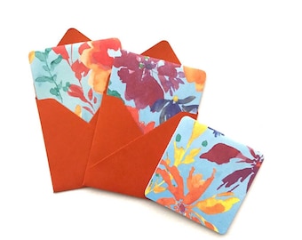 Minicartões de outono com envelopes, cartões de outono, conjunto de papelaria de outono, minicartões fixos, cartões quadrados pequenos, etiquetas para presentes, papel de carta fofo