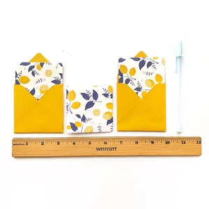 Lemon mini card set, blank thank you cards, lemon gift wrap, lemon theme party, fruit party theme, tiny envelopes, lemon stationery cards
