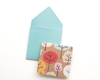Mini cartões de outono, cartões de embrulho para presente, pequenos cartões de papelaria, papel de embrulho para presente de outono, invólucros de cartões, cartões fixos, etiquetas em branco, mini envelopes