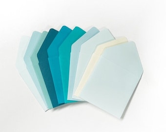 Mini enveloppes assorties, enveloppes de carte de couleur océan, emballage de vendeur mignon, minuscules enveloppes de remerciement, enveloppes cadeaux, mini enveloppes en vrac