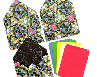 Flat Card Stationery, Mini envelopes, blank note cards, mini cards, butterfly envelopes, patterned envelopes, summer stationery cards