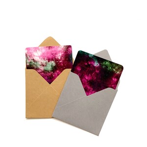 Galaxy note cards, mini space greeting cards, tiny blue envelopes, cute galaxy stationery, 3x3 note cards with envelopes, galaxy stationary
