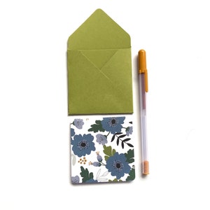 Floral mini cards, small stationery cards, gift tags with mauve envelopes, blank mini cards, 3x3 cards, florist cards, little floral cards