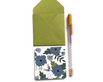 Mini-cartes florales, petites cartes de papeterie, étiquettes-cadeaux avec enveloppes mauves, mini-cartes vierges, cartes 3x3, cartes de fleuriste, petites cartes florales