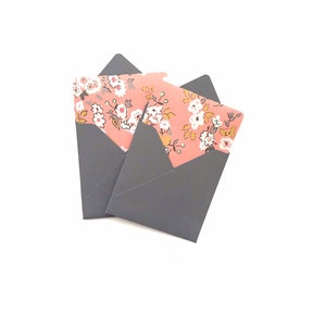 Mini-cartes, petites cartes, billets pour la boîte à lunch, billets d'amour, petites cartes carrées, cartes avec des fleurs, carte pour billets 3x3, mini enveloppes, petites cartes