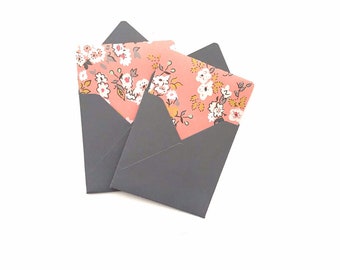 Minikaarten, kleine kaartjes, briefjes voor de lunch, liefdesbriefjes, kleine vierkante kaartjes, kaartjes met bloemen, kaartjes van 3 x 3, mini-enveloppen, kleine kaartjes