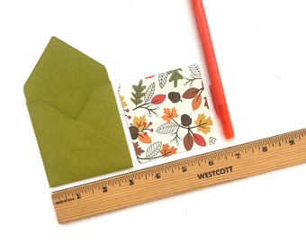 Fall mini cards, set of 8 note cards, thanksgiving place cards, autumn stationery, cute fall stationary, blank thank you cards