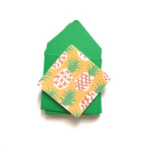 Pineapple stationery, pineapple mini cards, blank stationary cards, gift tags with envelope, pineapple gift tags, stationery set, 3x3 cards