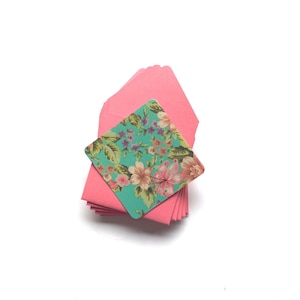 Vintage floral mini cards, cute little notes, tiny envelopes, small stationery, gift box cards, cute packaging, mini coral envelopes, roses