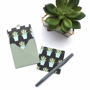 Mini-cartes de cactus, papeterie de cactus, cartes-cadeaux de cactus, cartes fixes vides, boîtiers de cartes, étiquettes-cadeaux avec enveloppes, ensemble de papeterie