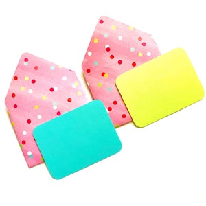 Patterned piatto carta cancelleria, Mini buste, carte di nota in bianco, mini biglietti, etichette del regalo con buste, buste, carte stazionario estate