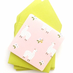 Lama mini kaarten, geen drama lama cadeau, lama partij, lege mini kaarten, lama notitiekaarten, kleine enveloppen, schattige lama briefpapier, kleine envelop