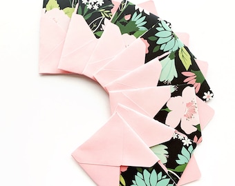 Mini cards, cards with flowers, blank note cards, small envelopes, cute stationery, stationary cards, 3x3 cards, tiny envelopes, square card