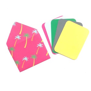 Palm tree envelopes, tropical wedding favors, tropical wedding place card, blank note cards, palm tree stationery, blank place card envelope