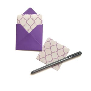Marokkaanse mini kaarten met quartrefoil Notitiekaarten, mooie gift wrap, kleine vierkante kaarten, gift tags met enveloppen, kleine stationaire, 3 x 3 kaarten