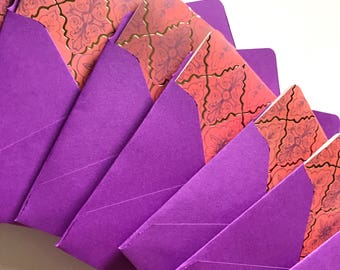 Foil stationery, morrocan mini cards, blank stationary cards, gift tags with envelope, foil gift tags, stationery set, 3x3 cards