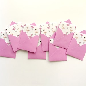 Papeterie flamant rose, mini-cartes flamant rose, emballage cadeau flamant rose, petites cartes stationnaires, cartes de correspondance carrées, enveloppes de stock de cartes, cartes 3 x 3