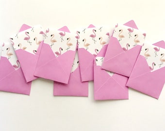 Flamingo stationery, flamingo mini cards, flamingo gift wrap, small stationary cards, square note cards, cards stock envelopes, 3x3 cards