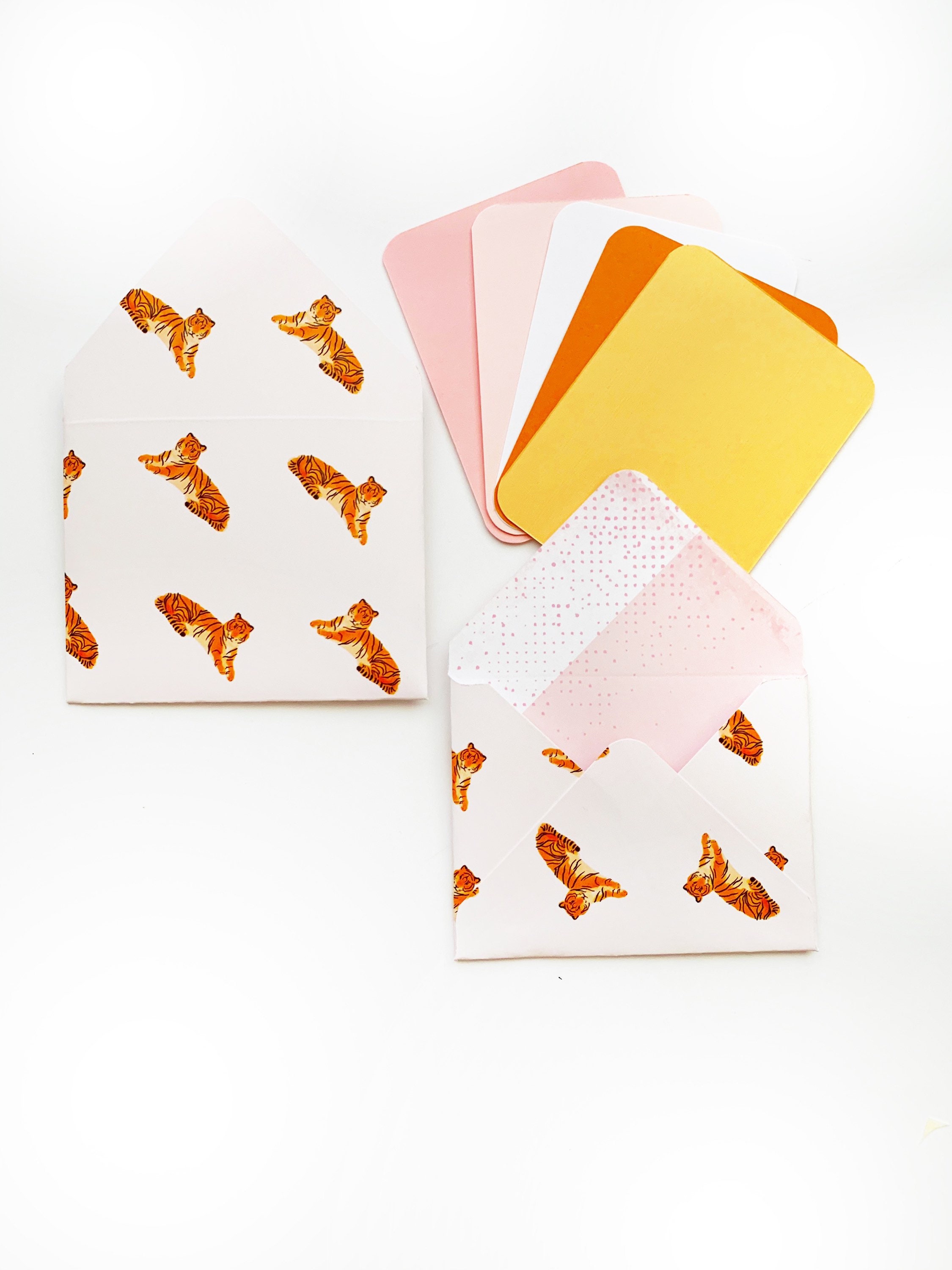 Tiger pattern envelopes cute stationery set tiger stationary | Etsy