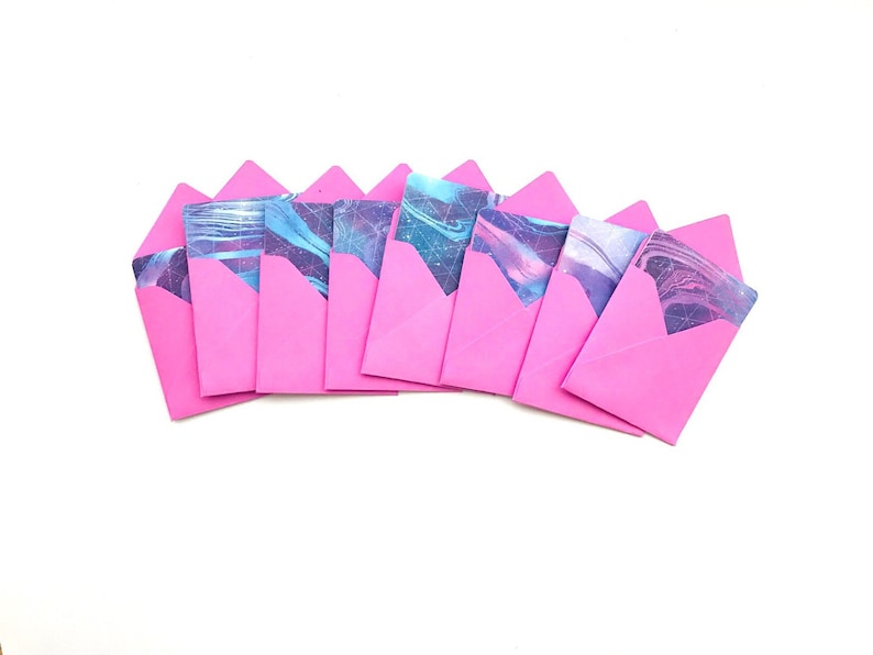 tiny blue envelopes 3x3 note cards with envelopes cute galaxy stationery galaxy stationary Galaxy note cards mini space greeting cards