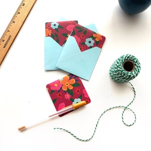 Floral mini cards, gift wrap cards, small note cards, floral gift wrap, floral gift tags, gift cards, blank tags, mini cards with envelopes