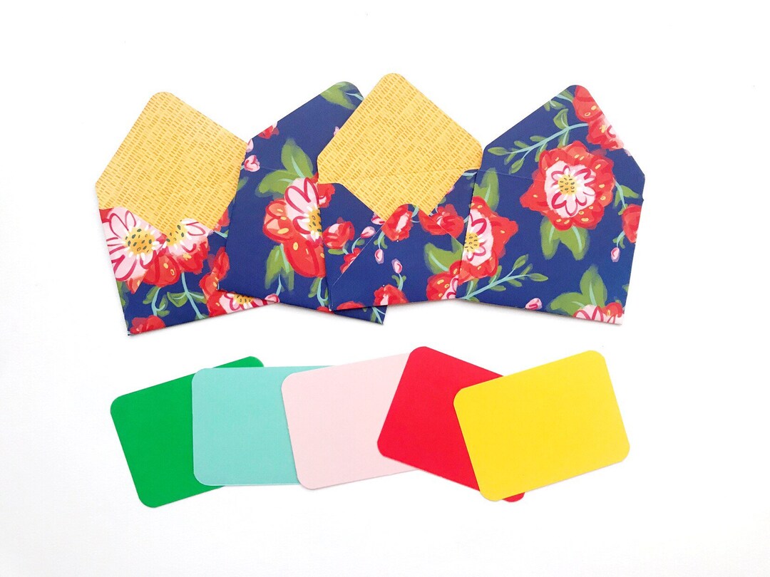 Blank Floral Envelopes, Cute Note Cards, Gift Enclosures, Blank Mini Cards, Thank You Cards