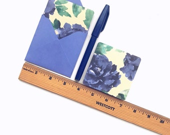 Mini cards, small note cards, lunchbox notes, love notes, tiny square cards, cards with flowers, 3x3 note card, mini envelopes, small cards
