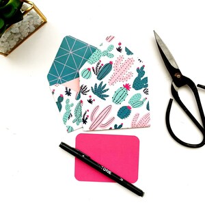 Enveloppes cactus, petites enveloppes pour cadeaux, jolies papeterie cactus, mini remerciements vierges, cartes succulentes, jolie fête à thème cactus