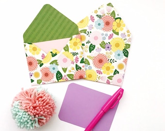 Sobres de patrón, sobres de floristería, tarjetas de notas en blanco, papelería de tarjeta plana, sobres geométricos, sobres de libros de visitas, sobres 3x4