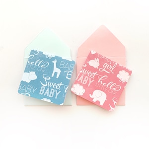 Karty ujawniające płeć dziecka, puste mini karty, karty z notatkami na baby shower, baby shower dla dziewczynek, baby shower dla chłopców, karty z notatkami 3x3, mini karty ujawniające płeć dziecka
