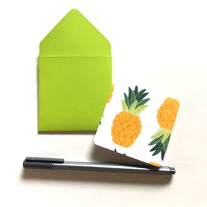 Pineapple stationery, pineapple mini cards, blank stationary cards, gift tags with envelope, pineapple gift tags, stationery set, 3x3 cards