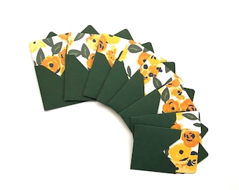 Mini cards, cards with flowers, blank note cards, small envelopes, cute stationery, stationary cards, 3x3 cards, tiny envelopes, square card