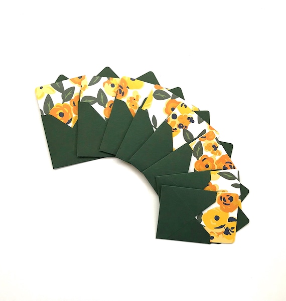 Mini Card, Small Note Cards, Fall Floral Cards,love Notes, Tiny Square  Cards, Cards With Flowers, 3x3 Note Card, Mini Envelopes, Small Cards 
