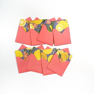 Cartes de correspondance au citron, papeterie vierge au citron, cartes-cadeaux au citron, jolie corbeille de fruits, mini-cartes et enveloppes, petites enveloppes, ensemble de papeterie