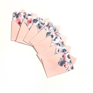 Floral mini cards, small stationery cards, gift tags with mauve envelopes, blank mini cards, 3x3 cards, florist cards, little floral cards
