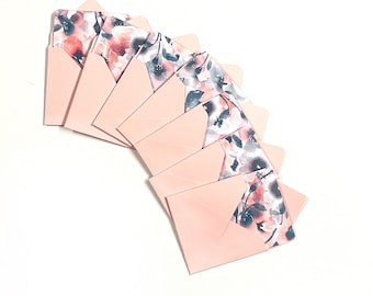 Mini-cartes florales, petites cartes de papeterie, étiquettes cadeaux avec enveloppes mauve, mini-cartes vierges, cartes 3x3, cartes de fleuriste, petites cartes florales