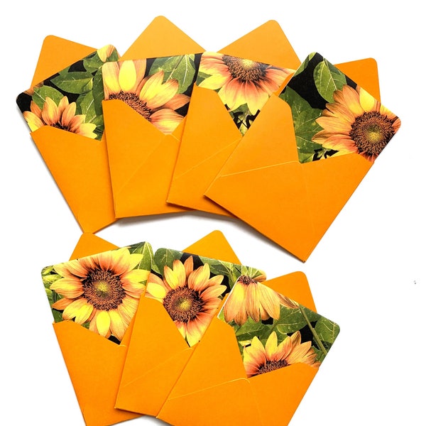 Sunflower note cards, mini thank you, essential worker thank you, student recognition cards, 3x3 square note cards, sunflower stationery