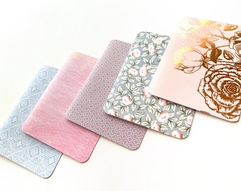 Cinco tarjetas de notas en blanco con sobres, tarjetas de felicitación variadas, sólo porque papelería, lindo conjunto estacionario de papel de aluminio, tarjetas A2 y sobres
