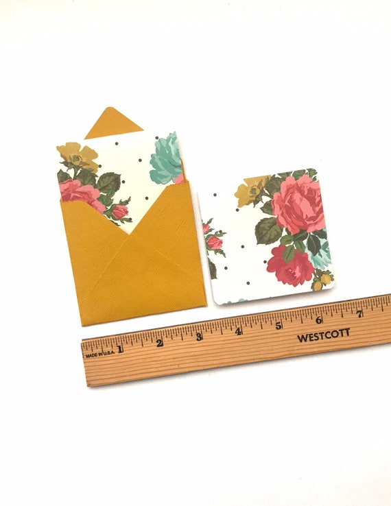 Mini Card, Small Note Cards, Fall Floral Cards,love Notes, Tiny Square  Cards, Cards With Flowers, 3x3 Note Card, Mini Envelopes, Small Cards 