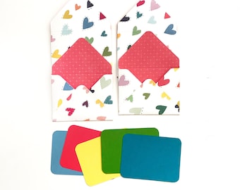 Tarjetas de papelería, sobres de San Valentín, Mini tarjeta, tarjetas de notas en blanco, mini tarjetas, sobres decorativos, sobres de noche de fecha, sobres para el corazón
