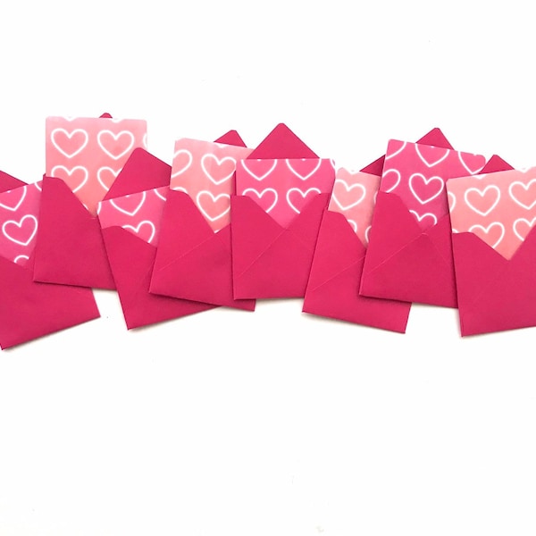 Mini notas de amor, tarjetas de San Valentín, sobres diminutos, tarjetas de notas pequeñas, tarjeta cuadrada en blanco, tarjetas de corazón, tarjeta de felicitación diminuta, notas de amor, tarjeta 3x3