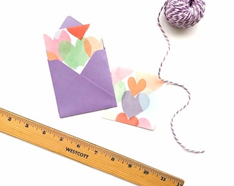 Mini Liebesbriefe, Valentinskarten, winzige Umschläge, kleine Notizkarten, leere quadratische Karte, Herzkarten, kleine Grußkarte, Liebesbriefe, 3x3 Karte