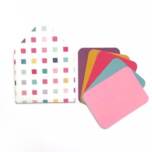 Cancelleria flat Card, mini buste, biglietti da visita vuoti, mini card, tag regalo con buste, buste a motivi geometrici, cartolerie estive