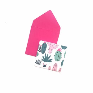 Minicartões de cactos, pequenos cartões de cactos, papel de embrulho de cactos, lindo conjunto de presentes de cactos, cartões suculentos, cartões de cactos em branco, pequenas notas de cactos