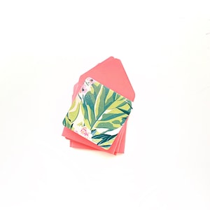 Cartões de nota com impressão em folha de palmeira, mini cartões de paraíso, papelaria de folha monstera, estacionário de plantas tropicais, cartões com envelopes, mini cartões em branco